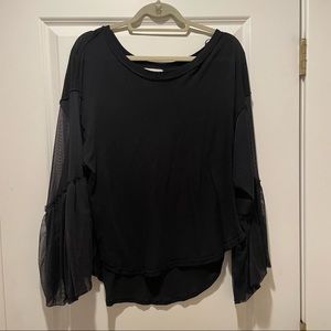 Free People Tee with tulle oversize sleeves